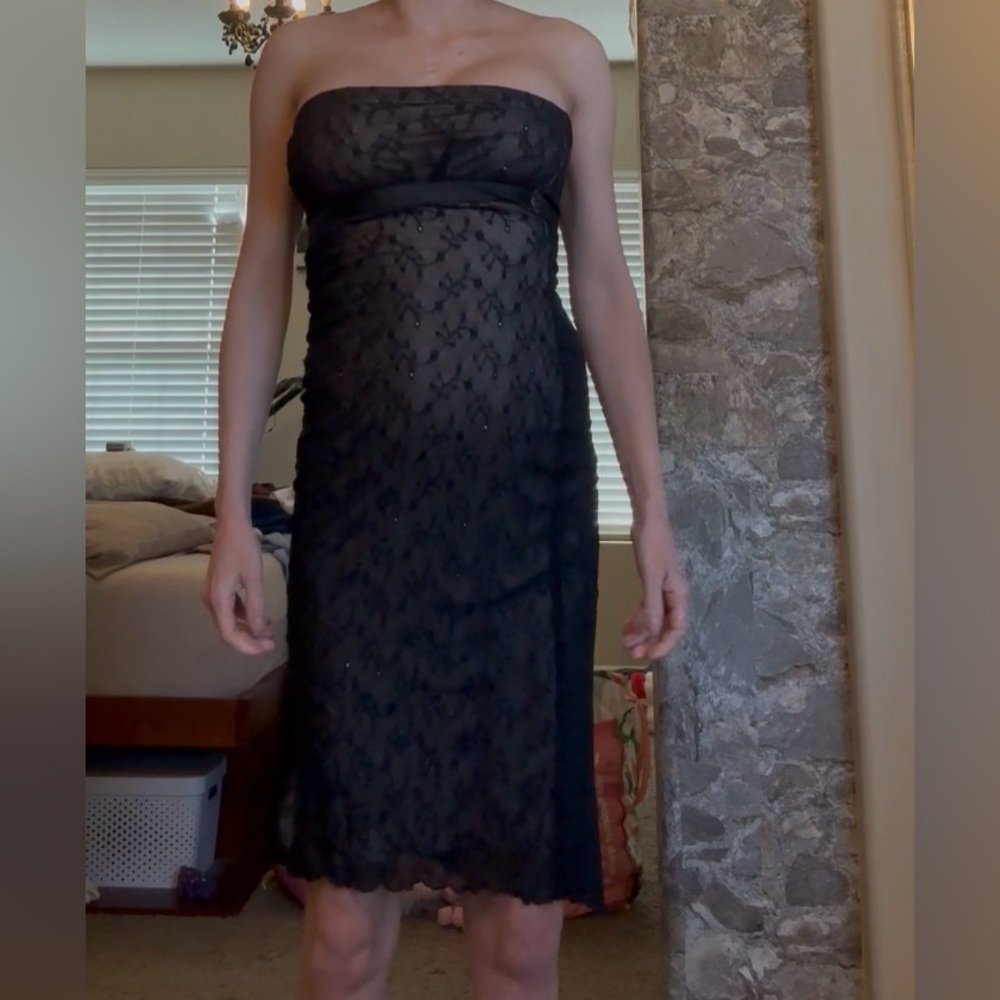Chic Strapless Black Lace Dress